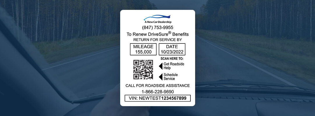 image of a service reminder sticker for a car windshield